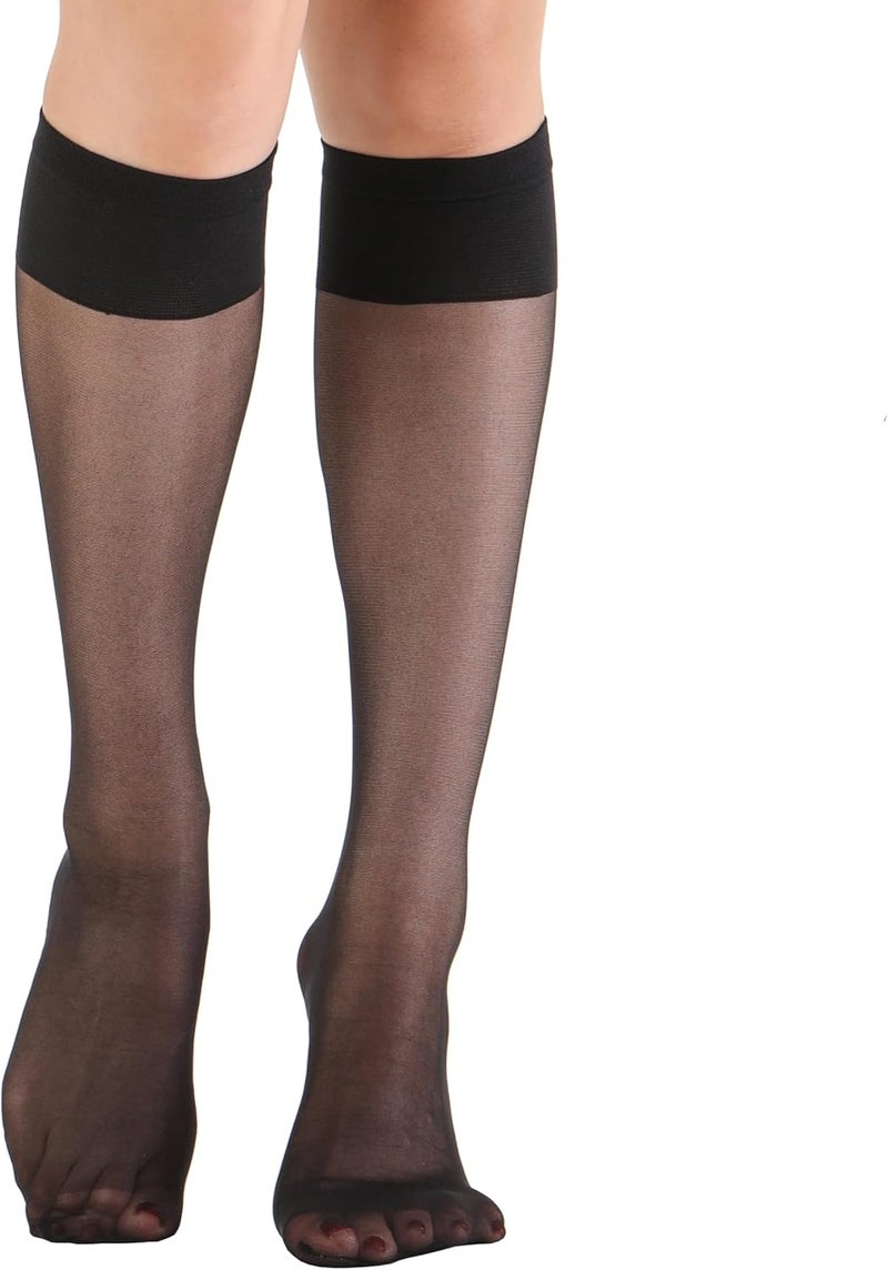 EVERSWE 6 Pairs Women's Sheer Knee High Stockings 15D - Image 2